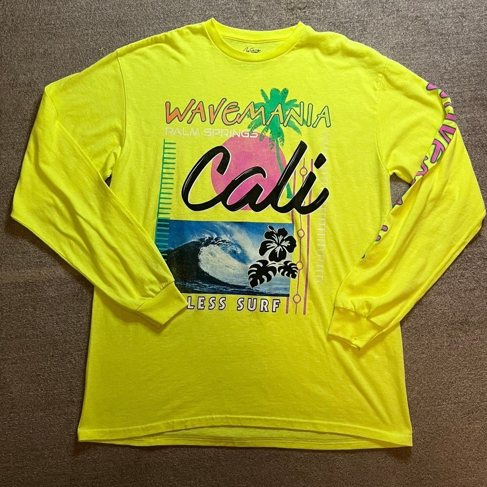 City Streets Wavemania Palm Springs Cali Neon Graphic Tee L Surf Skater Beach